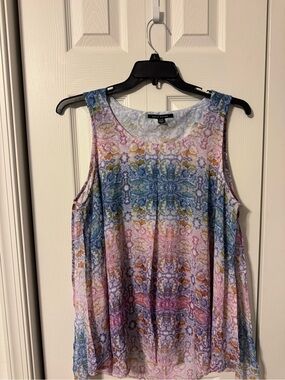 Zac & Rachel Multicolor Printed Sleeveless Tank Top - Blue/Pink/Yellow